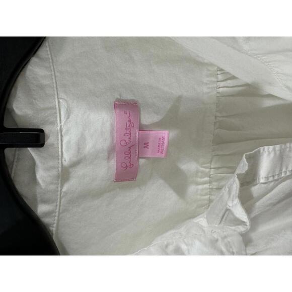 Lilly Pulitzer Lesia White Relaxed Button Down 3/4 Sleeve Shirt Top- Size Medium - Picture 8 of 8